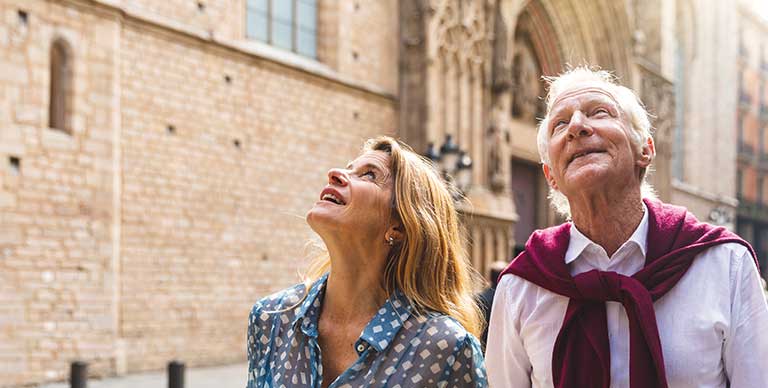 Mature couple sightseeing
